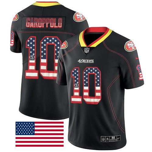 San Francisco 49ers Limited Black Men #10 Jimmy Garoppolo NFL Jersey Rush USA Flag